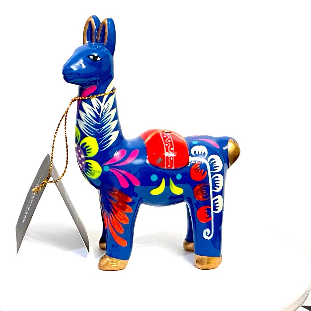 NWT Kaniku Peru Hand Painted Ceramic Llama Figurine